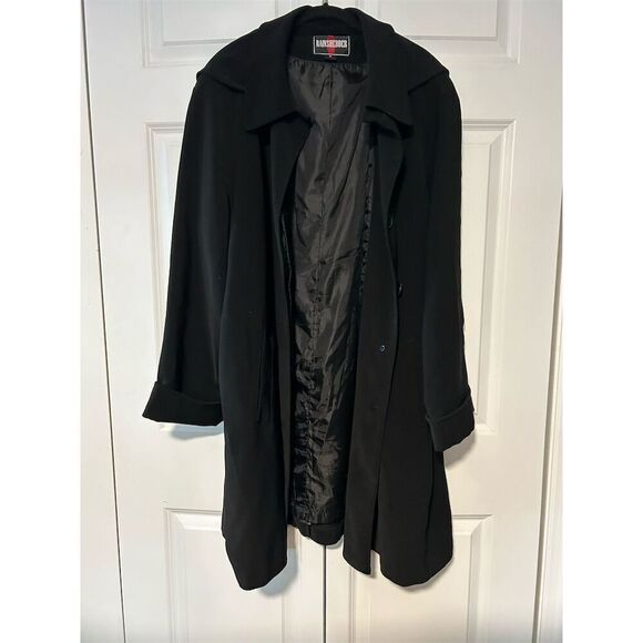 Rainshedder Women's Black Overcoat Size 20 Long Button-Up Fall Winter - Picture 1 of 6